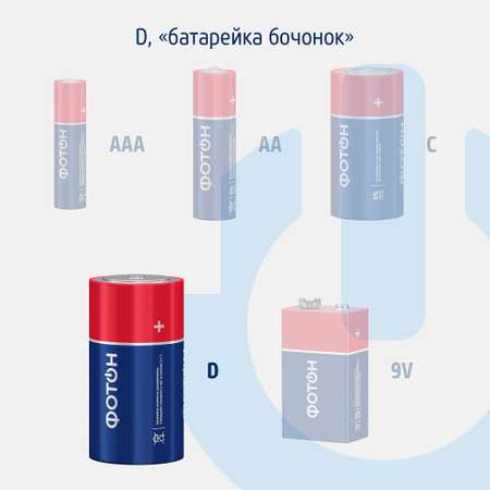 Батарейки алкалиновые D Фотoн LR20 набор 2 шт