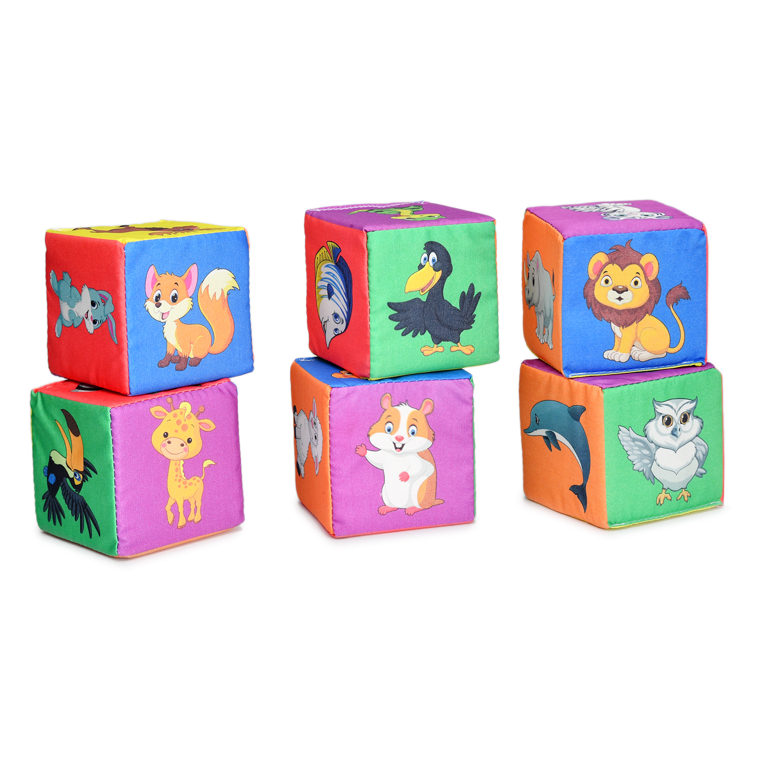 Игрушка Русский стиль кубики Веселый зоопарк - фото 1