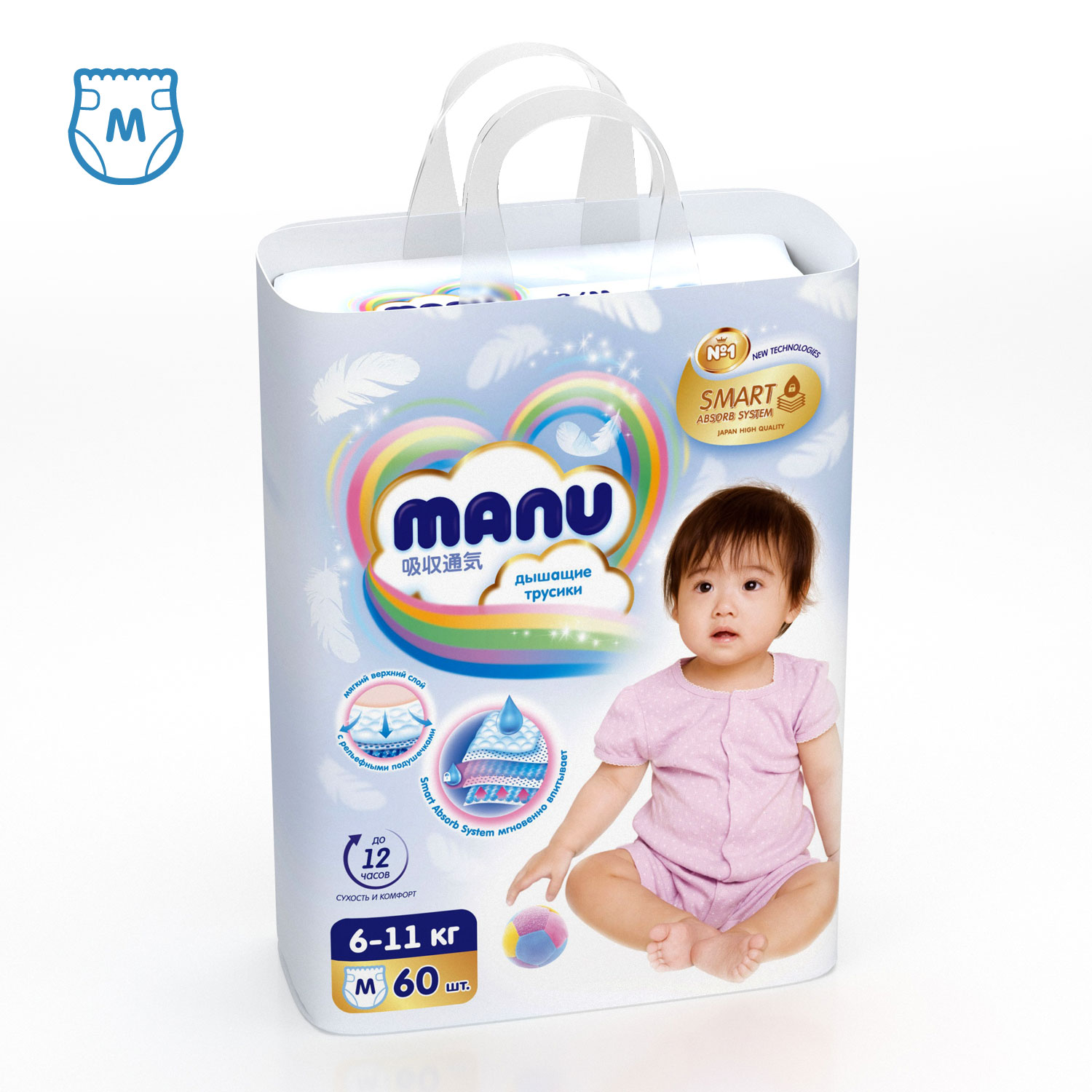 Трусики MANU M (6-11 кг) 60 шт. - фото 10