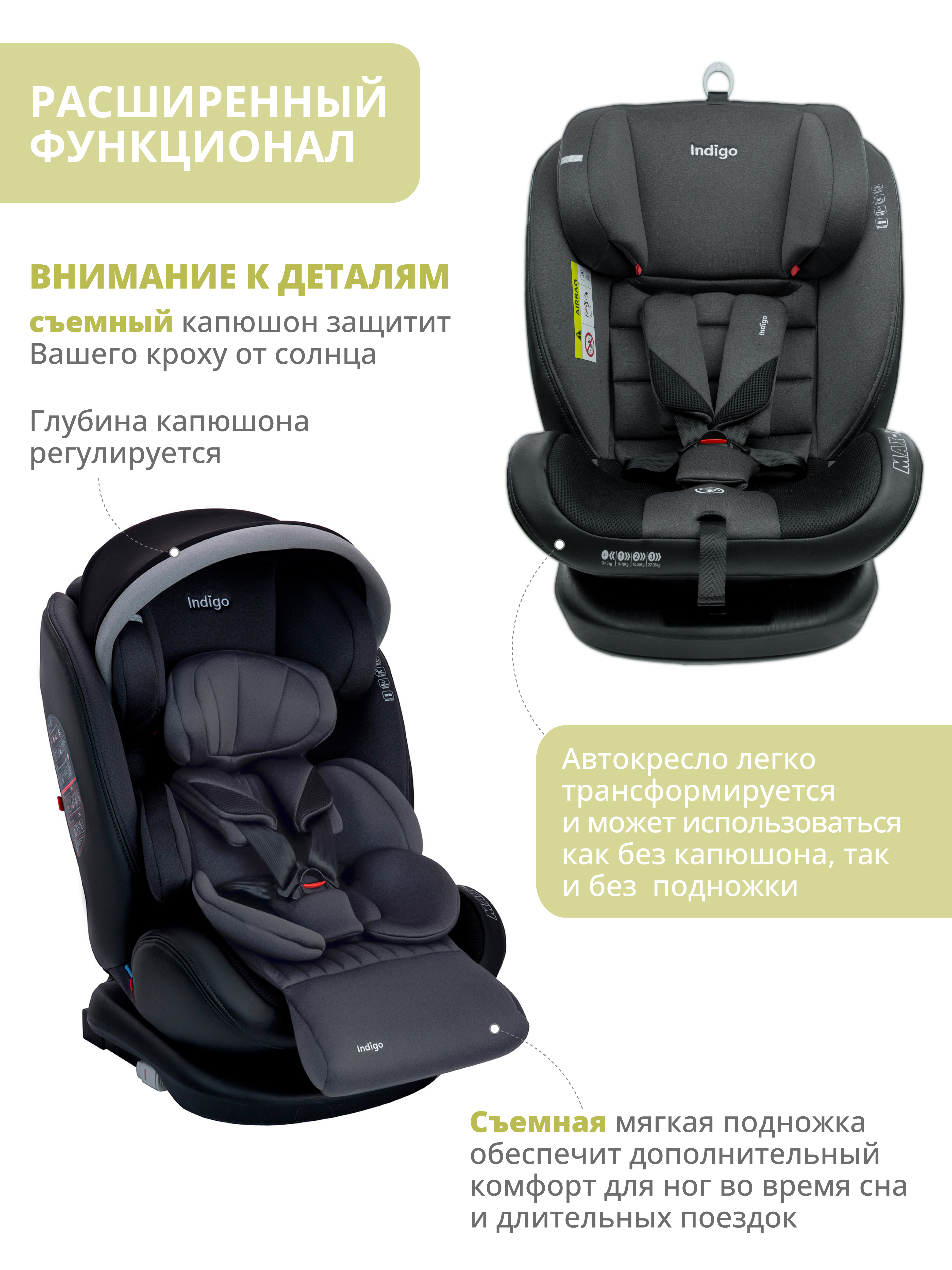 Автокресло Indigo MAX-X графит Isofix 0+/1/2/3 (0-36 кг) серый - фото 6