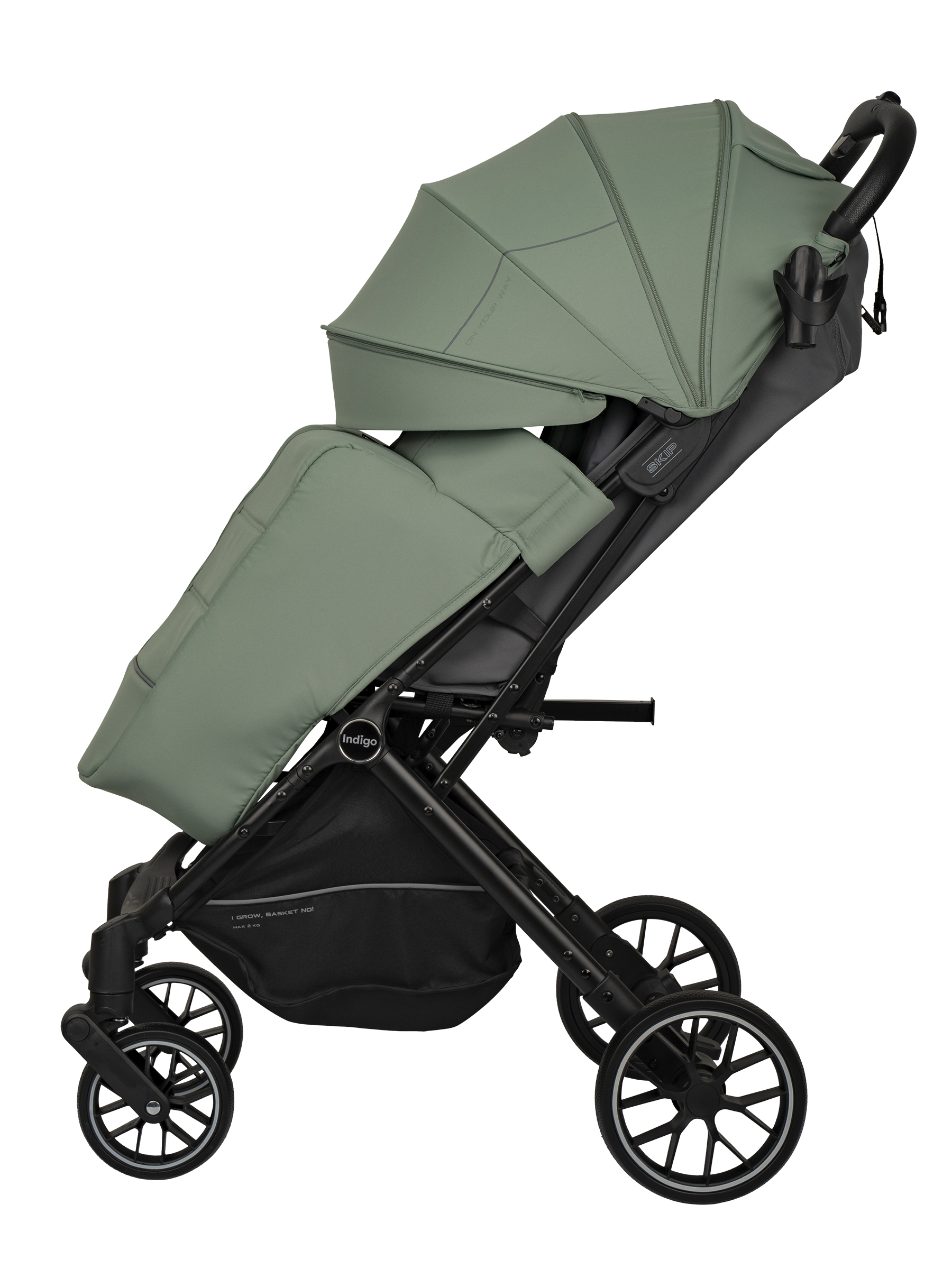 Коляска прогулочная Indigo Skip для путешествий, зеленый зеленый - фото 17
