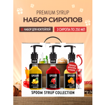Набор сиропов SPOOM Ананас Гренадин Юдзу для коктейлей чая и кофе 3шт 250мл + 3 дозатора
