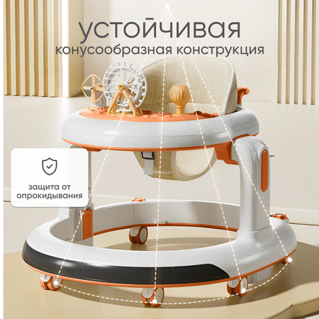 Ходунки детские Solmax каталка с игровой панелью желтая