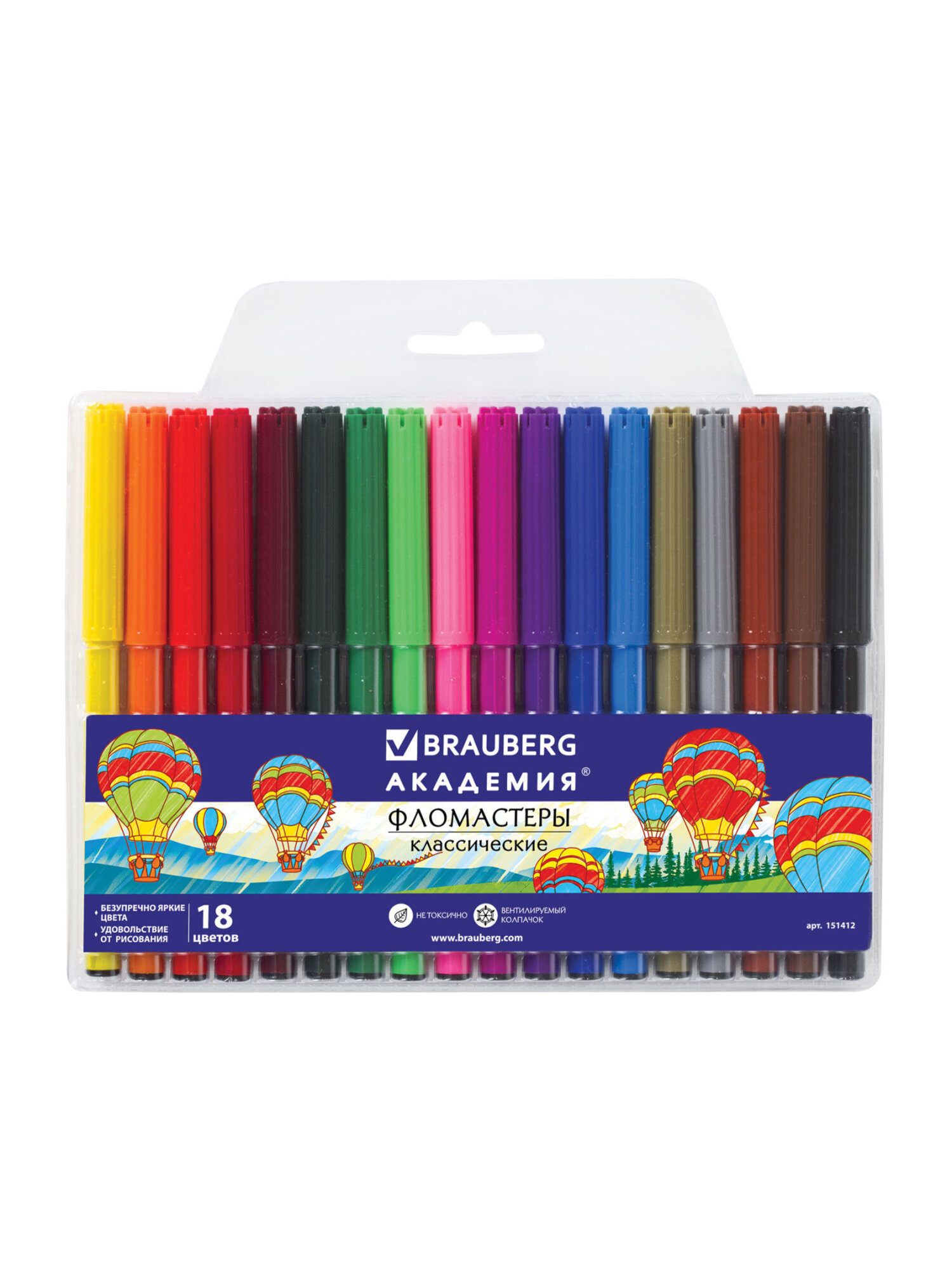 Фломастеры Brauberg 18 шт. - фото 1