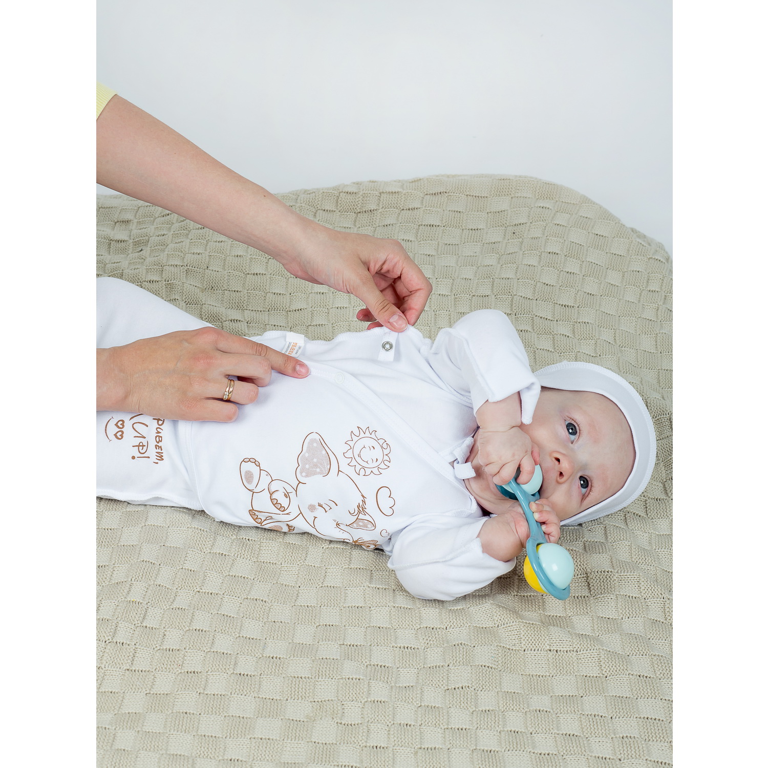 Комплект на выписку KiMMi Baby Кб-1308729п белый слоник - фото 5