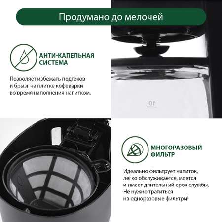 Кофеварка MARTA MT-2117 черный жемчуг