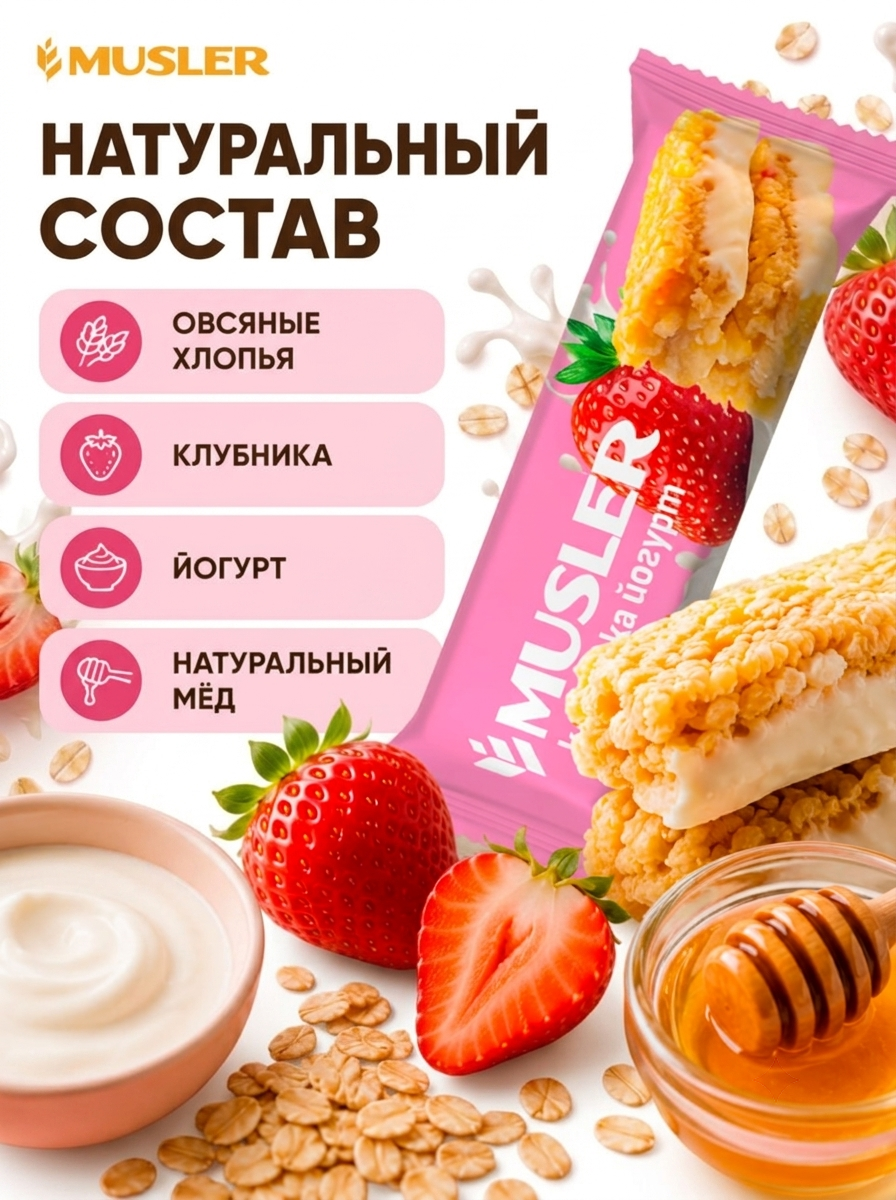 Злаковые батончики мюсли MUSLER Батончик 25 шт - фото 3