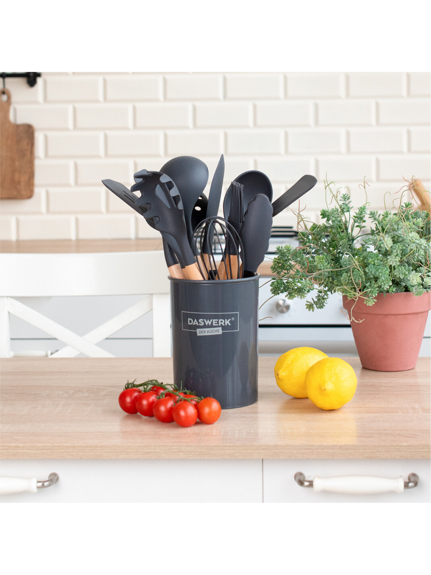 Набор кухонных принадлежностей DASWERK силиконовые с деревянными ручками 12 в 1 - фото 6