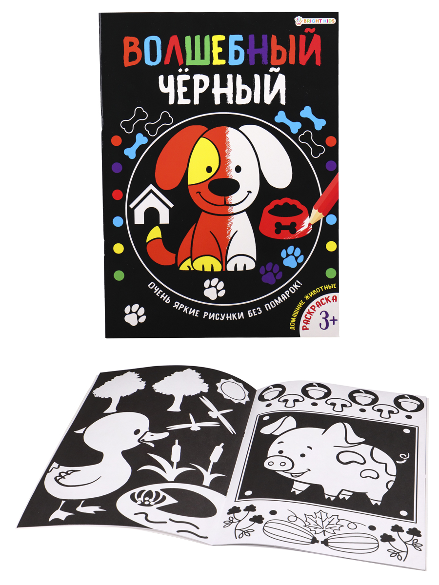 Раскраска Bright Kids Волшебный черный Домашние животные 8 листов размер 200х280 мм - фото 2