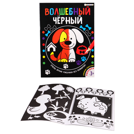 Раскраска Bright Kids Волшебный черный Домашние животные 8 листов размер 200х280 мм