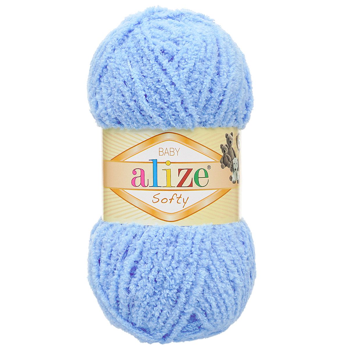 Пряжа для вязания Alize softy 50 гр 115 м микрополиэстер мягкая фантазийная 40 голубой 5 мотков - фото 4