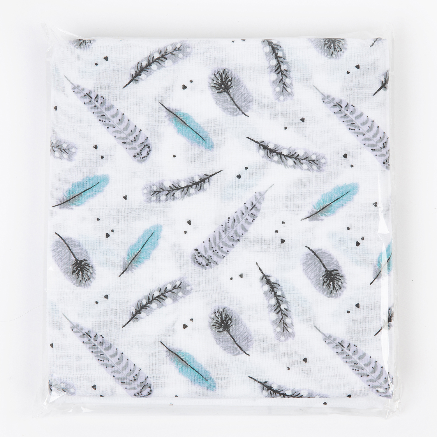 Пелёнка inlovery Буквы/перышки муслин 130x90 см 2 шт. - фото 16