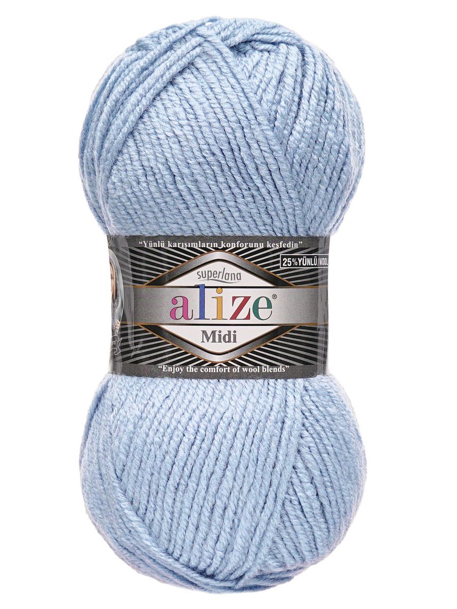Пряжа Alize теплая для вязания одежды Superlana Midi 100г 170м 5 шт 480 светло-голубой - фото 4