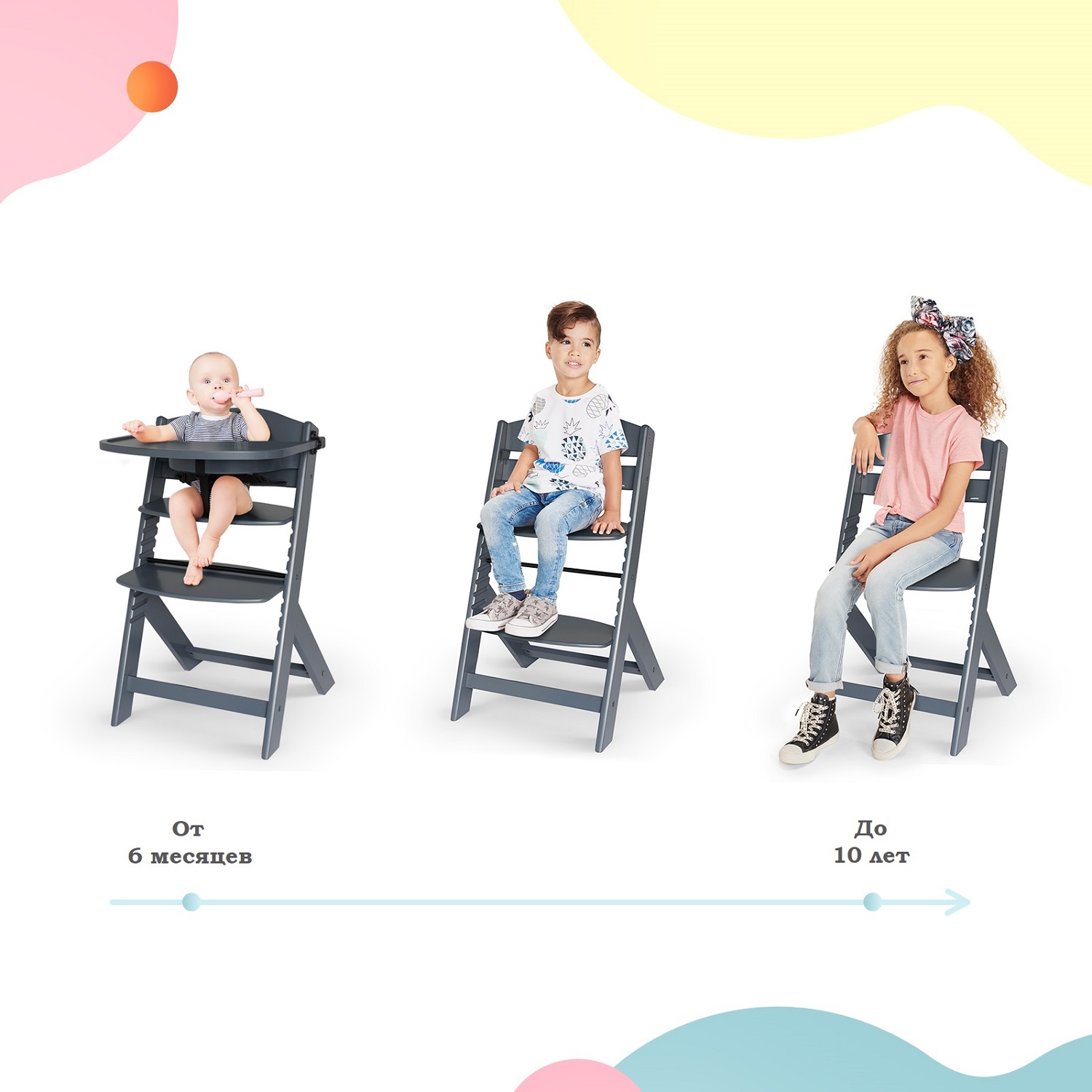 Стульчик для кормления Kinderkraft Enock Grey трансформер - фото 6