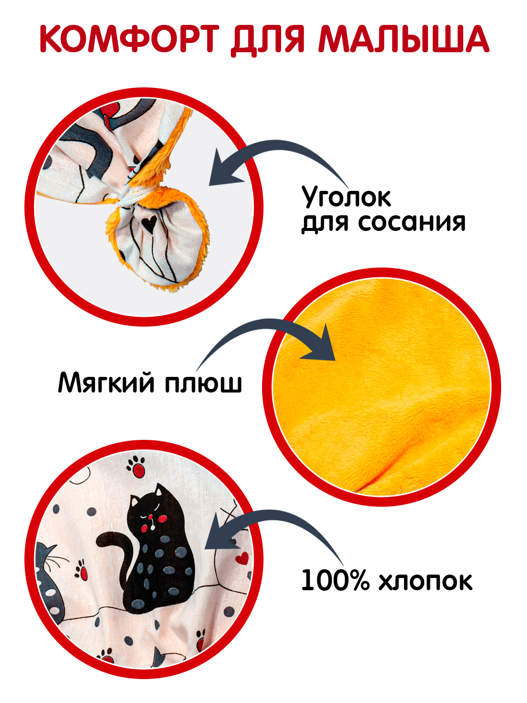 Игрушка Штучки к которым тянутся ручки комфортер Котик закрытые глаза - фото 4