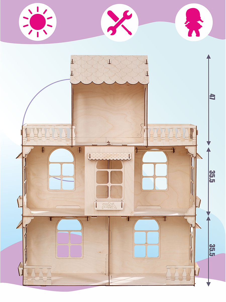 Домик для кукол ViromToys с мебелью ДФ0002 - фото 8