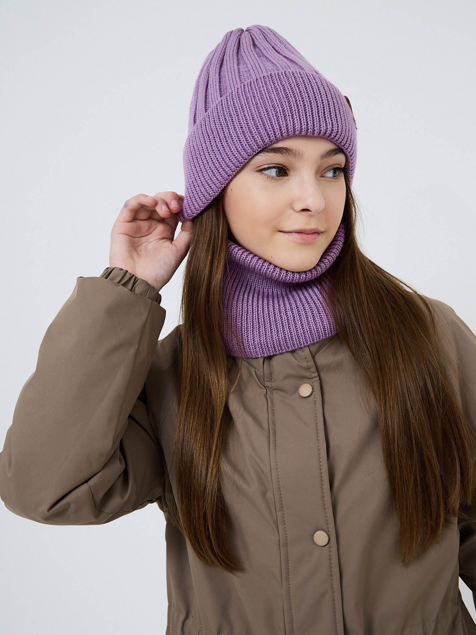 Шапка и снуд NYCkids NYC-H-54-WIDEstr-purp - фото 9