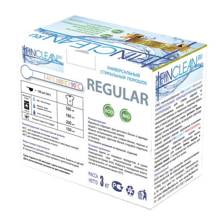 Стиральный эко-порошок FINCLEAN.RU Regular 3кг - 21 стирка - универсальный неконцентрированный эко-порошок