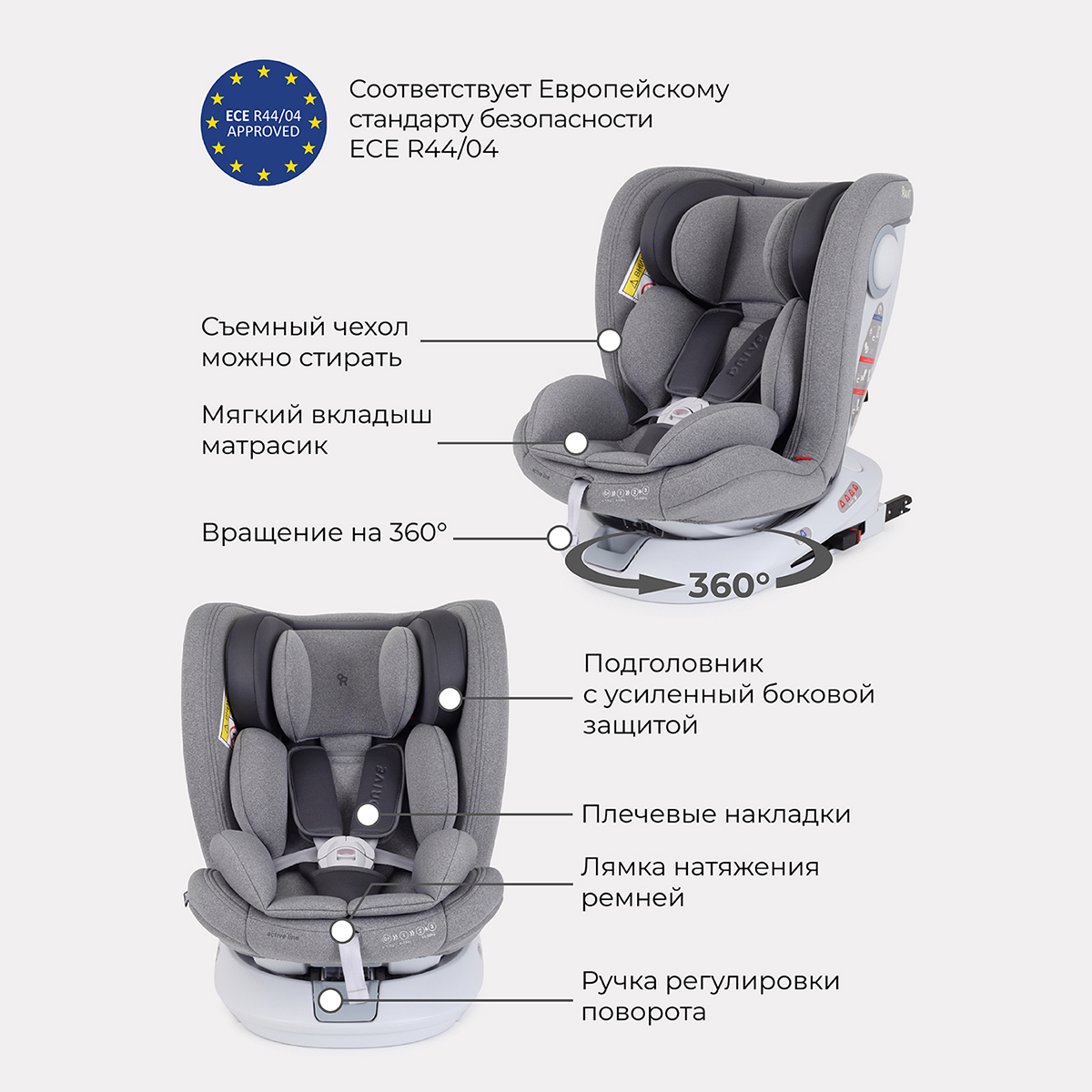 Автокресло Rant Drive Active Line Grey Isofix 0+/1/2/3 (0-36 кг) серый - фото 8