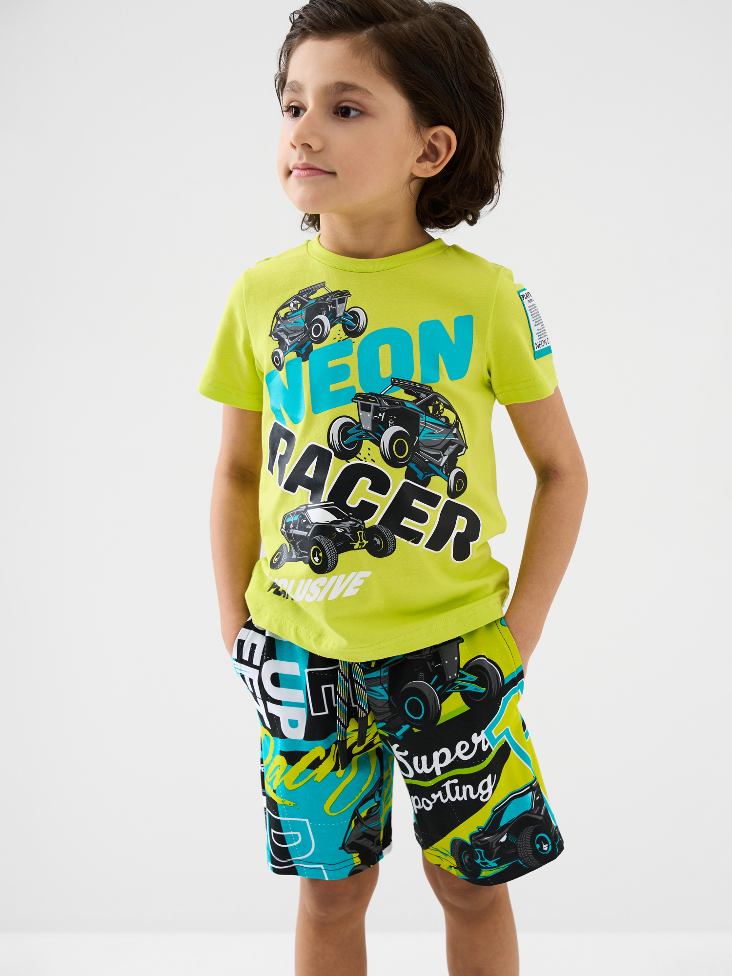 Изображение товара Детский костюм для мальчика футболка и шорты PlayToday 122 яркий cómodo стильный