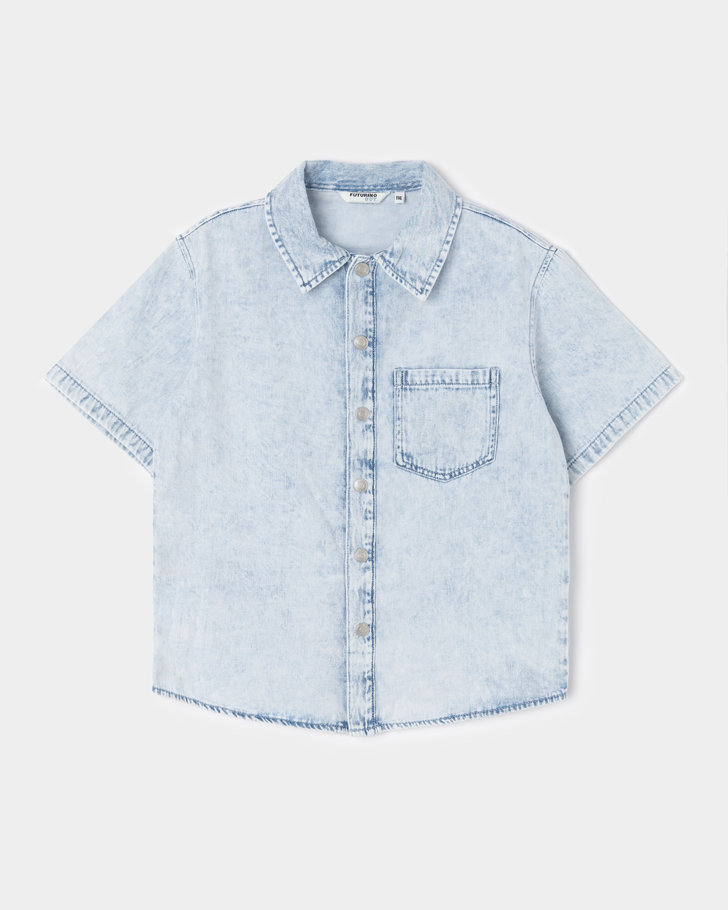 Изображение товара Джинсовая рубашка Futurino для мальчика светло-синяя короткий рукав