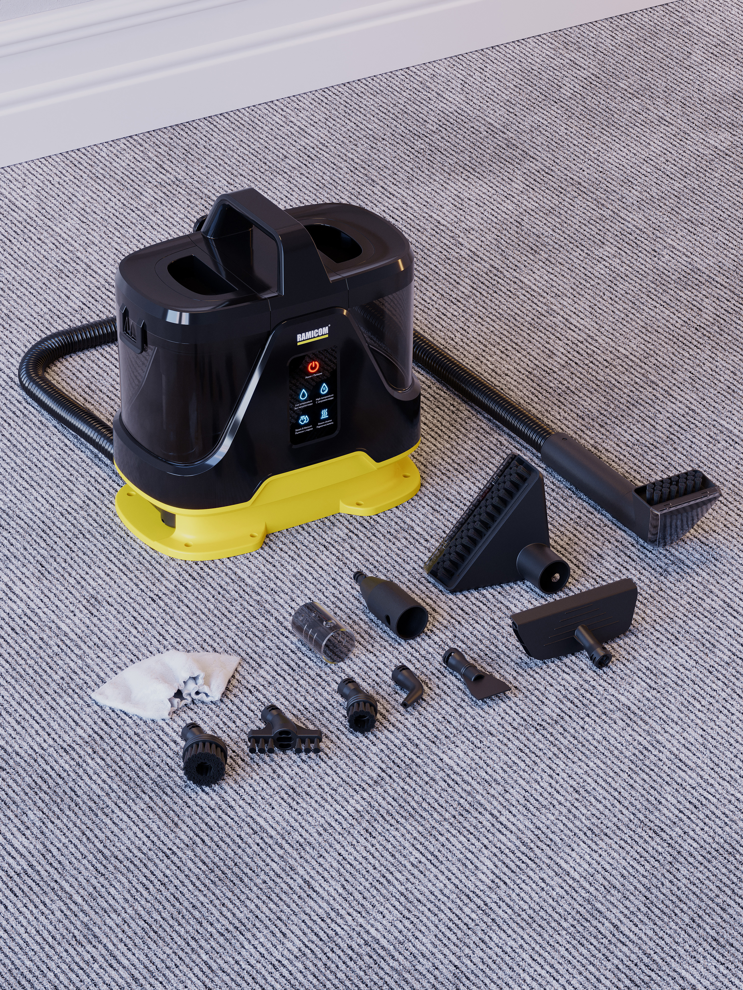 Моющий пылесос с горячим паром Ramicom RWC3500 для чистки мебели ковров авто и дома - фото 27