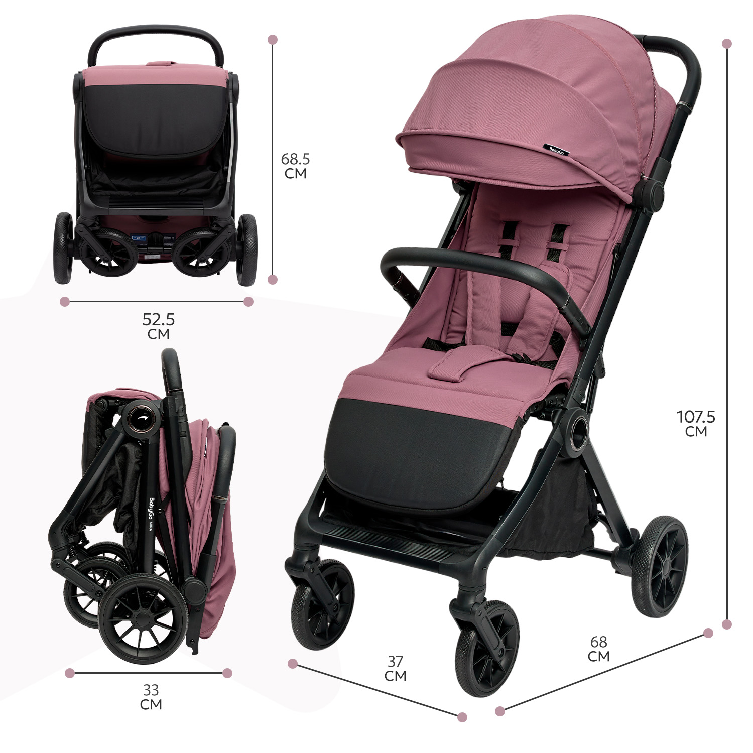 Коляска прогулочная BabyGo Mira New розовый - фото 8