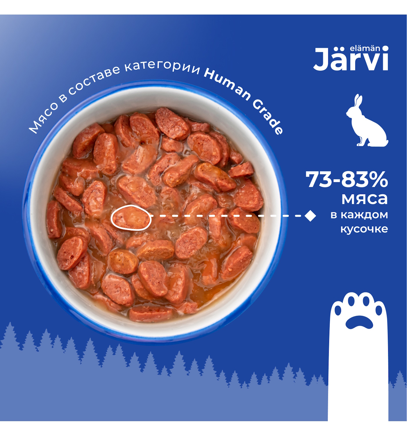 Корм для кошек Jarvi с чувствительным пищеварением кусочки в желе кролик 85г - фото 3