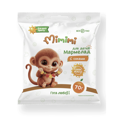 Мармелад для питания детей Mimimi желейный с соками 70г с 3л