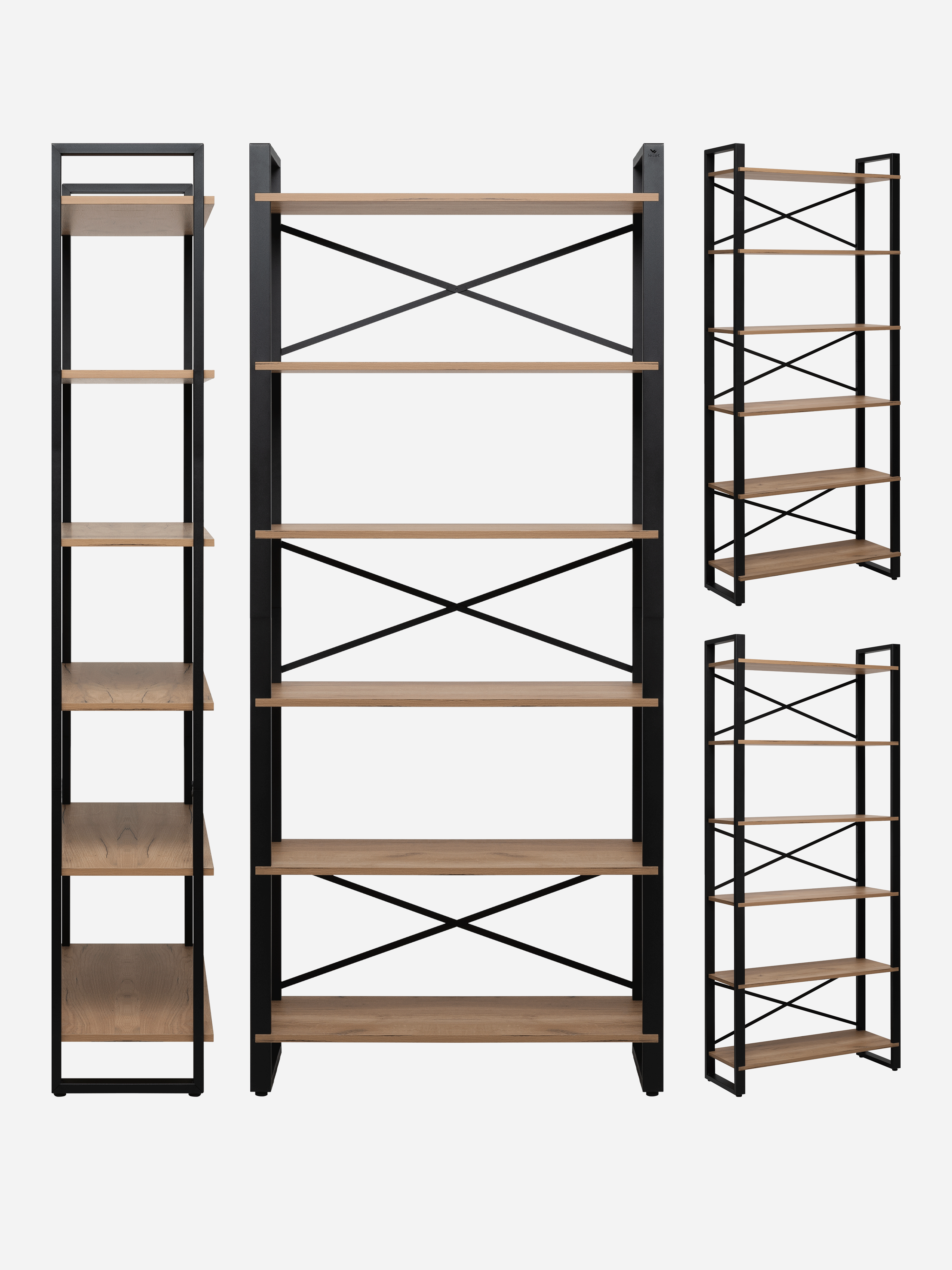 Стеллаж Leset Стилвуд 136 Черный/Дуб крафт золотой - фото 4