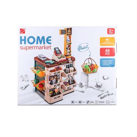 Игровой набор Jiacheng продукты, тележки и корзинки, прилавок, касса