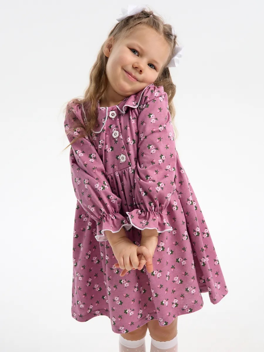 Платье YAXX 005--Платье цветы/джинс/пудра - фото 1