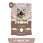 Корм для кошек Steline 85г для стерилизованных треска-креветки и ламинария в желе