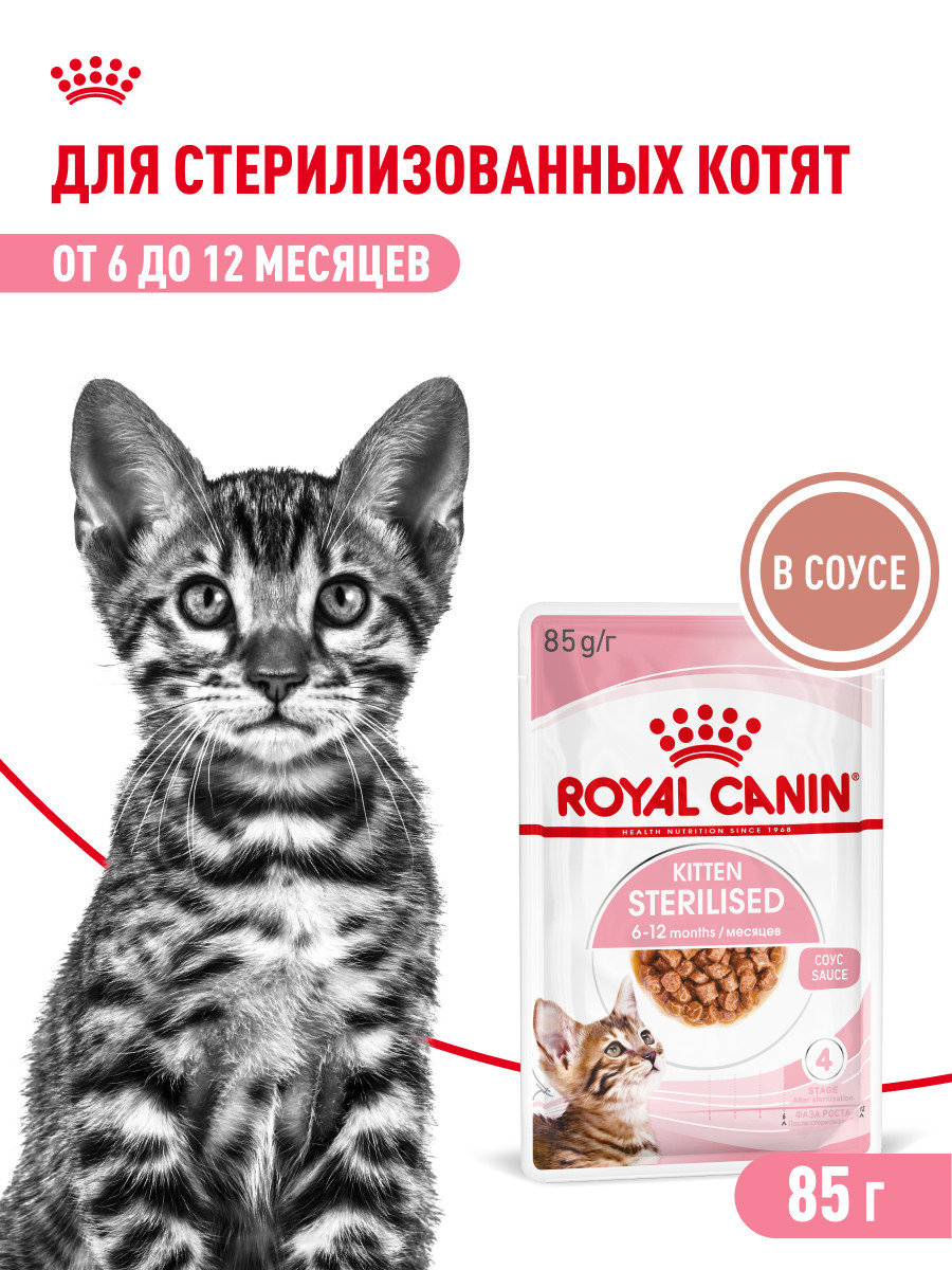 Корм для котят Royal Canin 85г Kitten Sterilised соус для стерилизованных котят пауч - фото 1