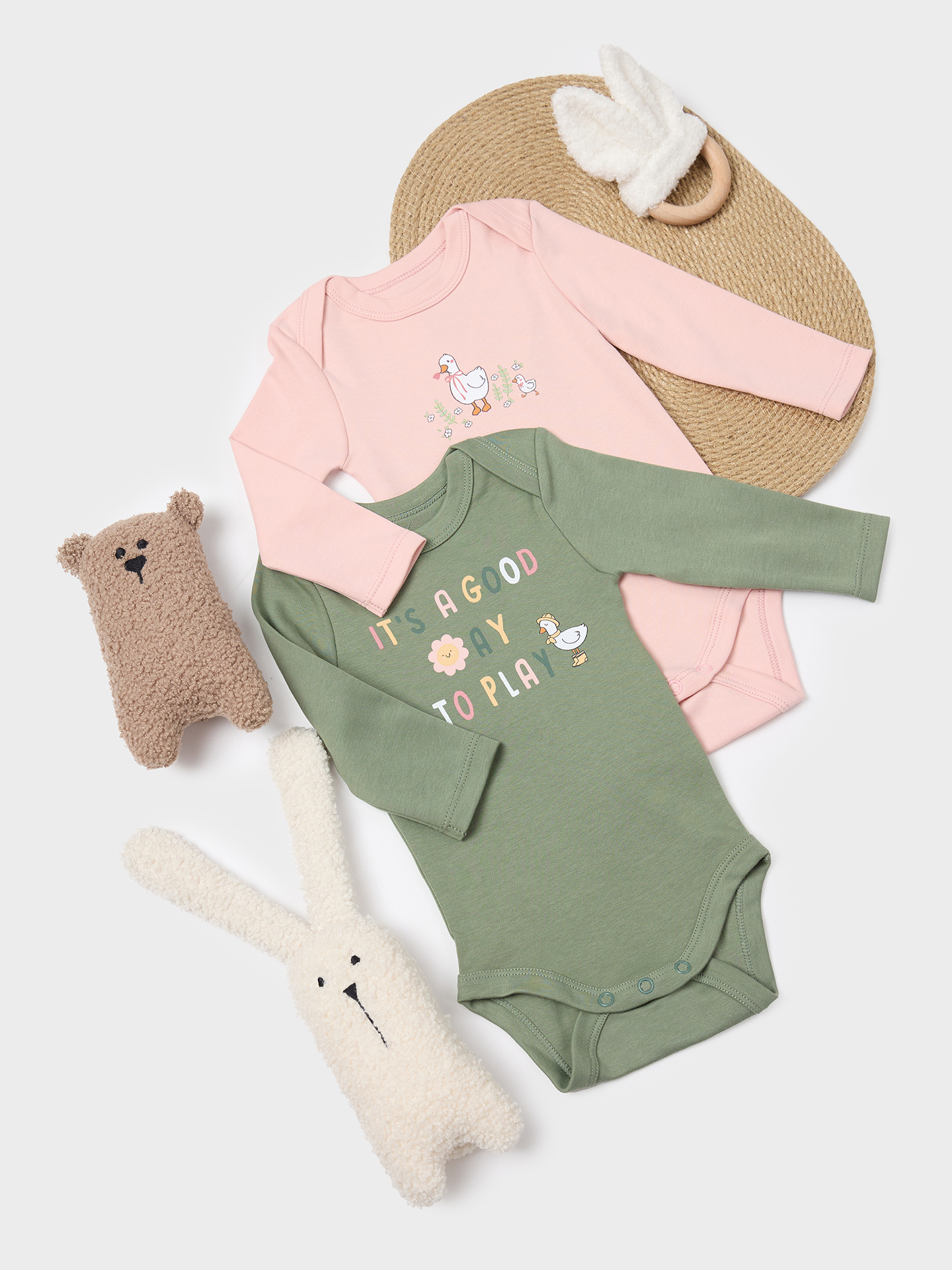 Боди 2 шт Mark Formelle (Марк Формэль) 13016-2/св.розовый +зеленый +печать - фото 1