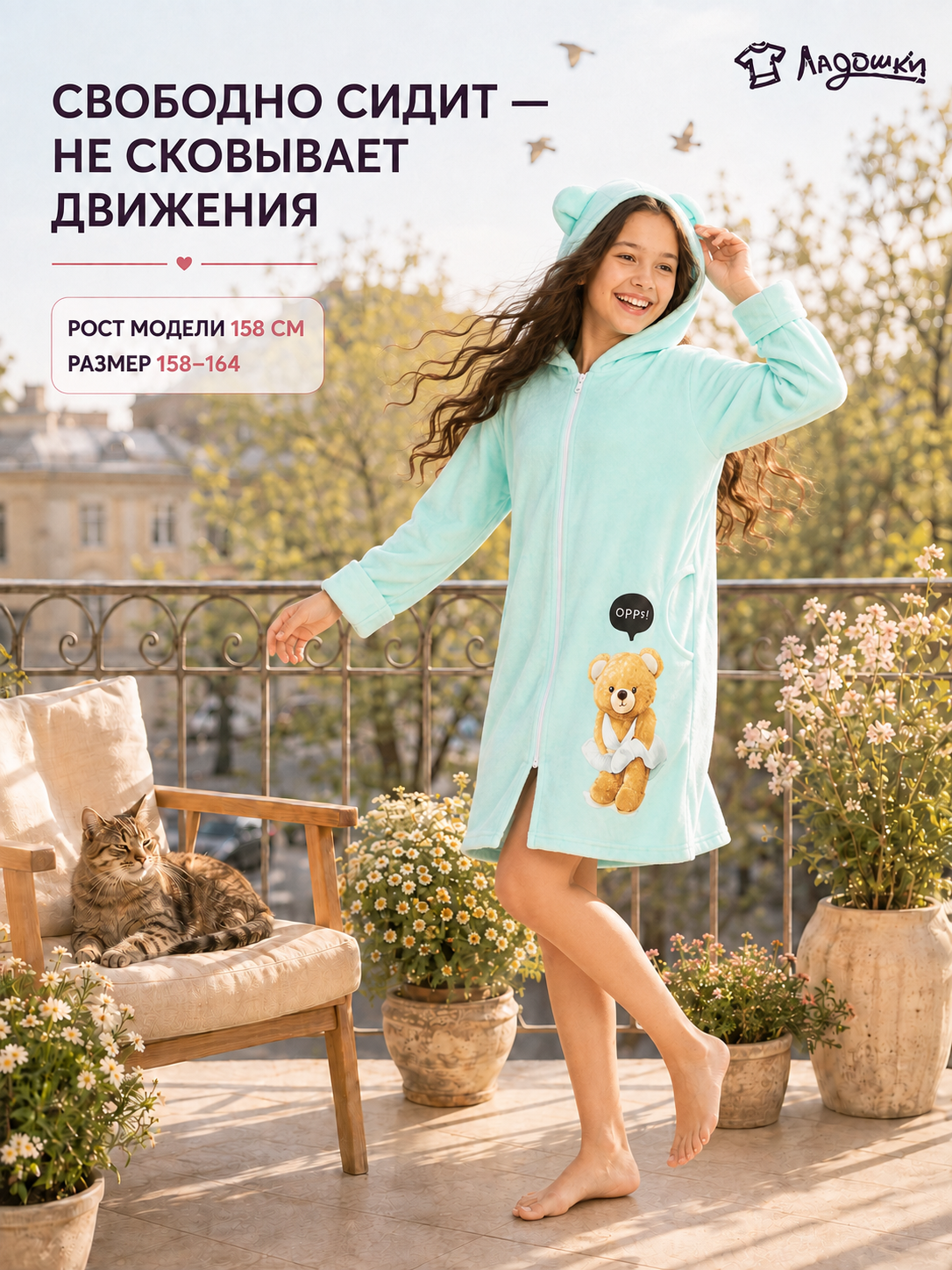 Халат ЛАДОШКИ Халат Монро бирюза - фото 12