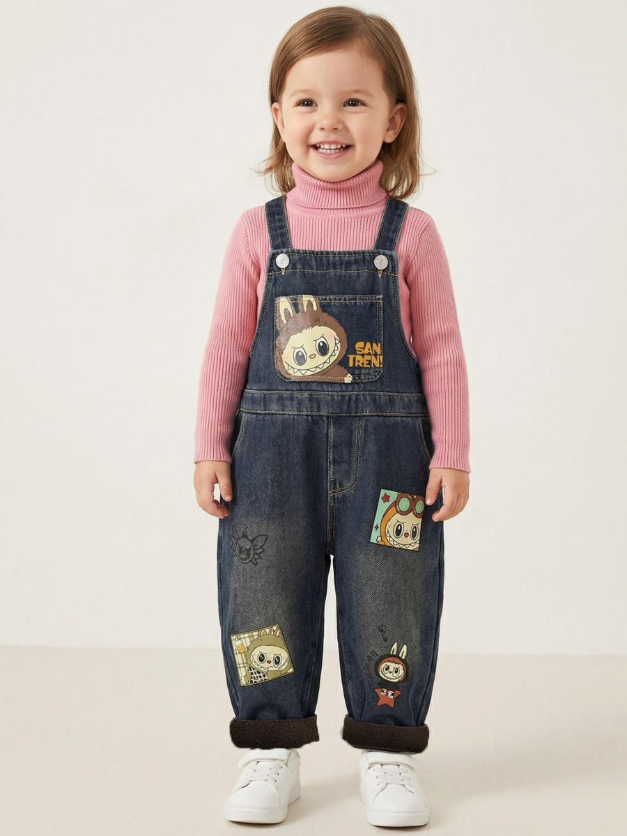 Полукомбинезон iUkoworld Джинсовый полукомбинезон на флисе детский - фото 5