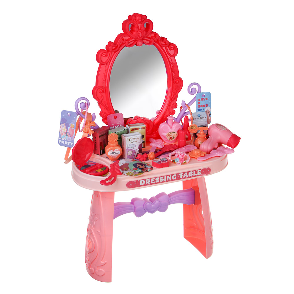 Игрушка Игроленд бижутерия, фен, косметика, маникюрный набор, инструменты, туалетный столик - фото 1