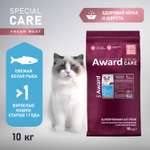 Корм для взрослых кошек AWARD Sensitive Skin and Coat для здоровой кожи и шерсти с белой рыбой сухой 10кг
