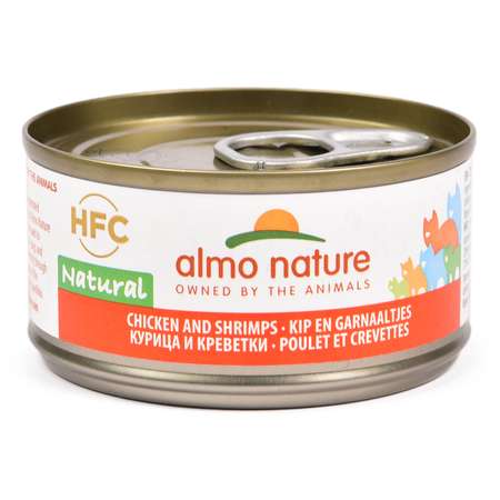 Корм влажный для кошек ALMO NATURE 70г Legend курица-креветки консервированный