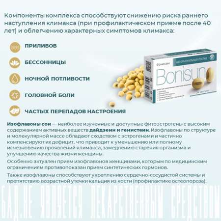 БАД Бонисан для снижении симптомов климакса капсулы 0.46г 24шт