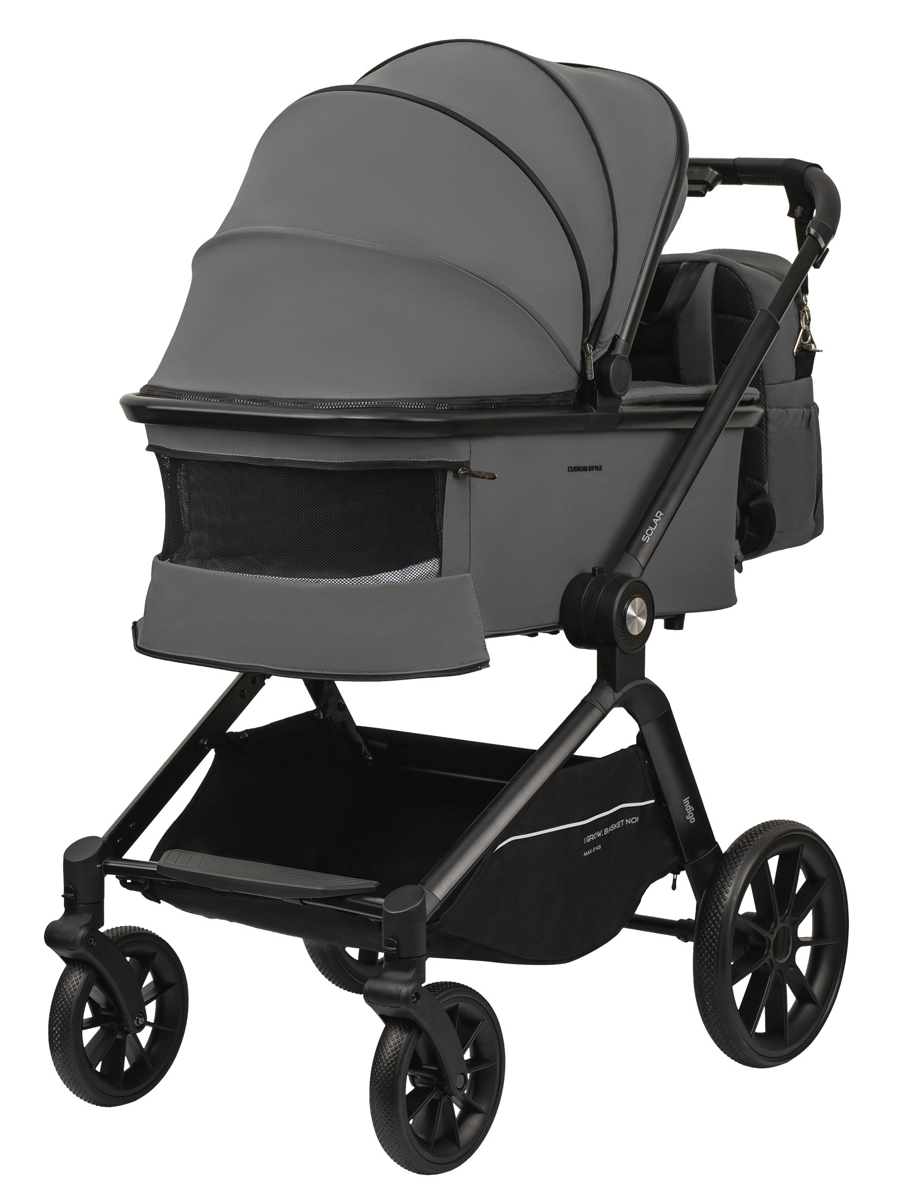 Коляска 3в1 Indigo Solar серый - фото 4