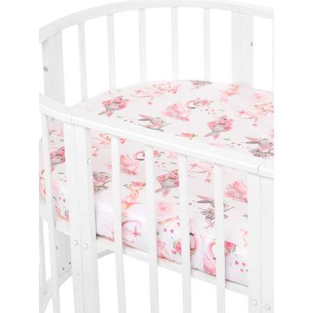 Простынь на резинке Lemony kids Cute bunny Розовый овальная поплин