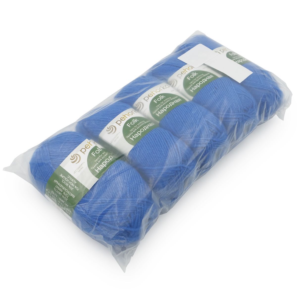 Пряжа Пехорка Народная полушерстяная 100 г 220 м 420 арктика 5 мотков - фото 3