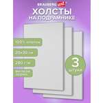 Холст для рисования Brauberg на подрамнике 20х30 см грунтованный 100% хлопок набор 3 штуки