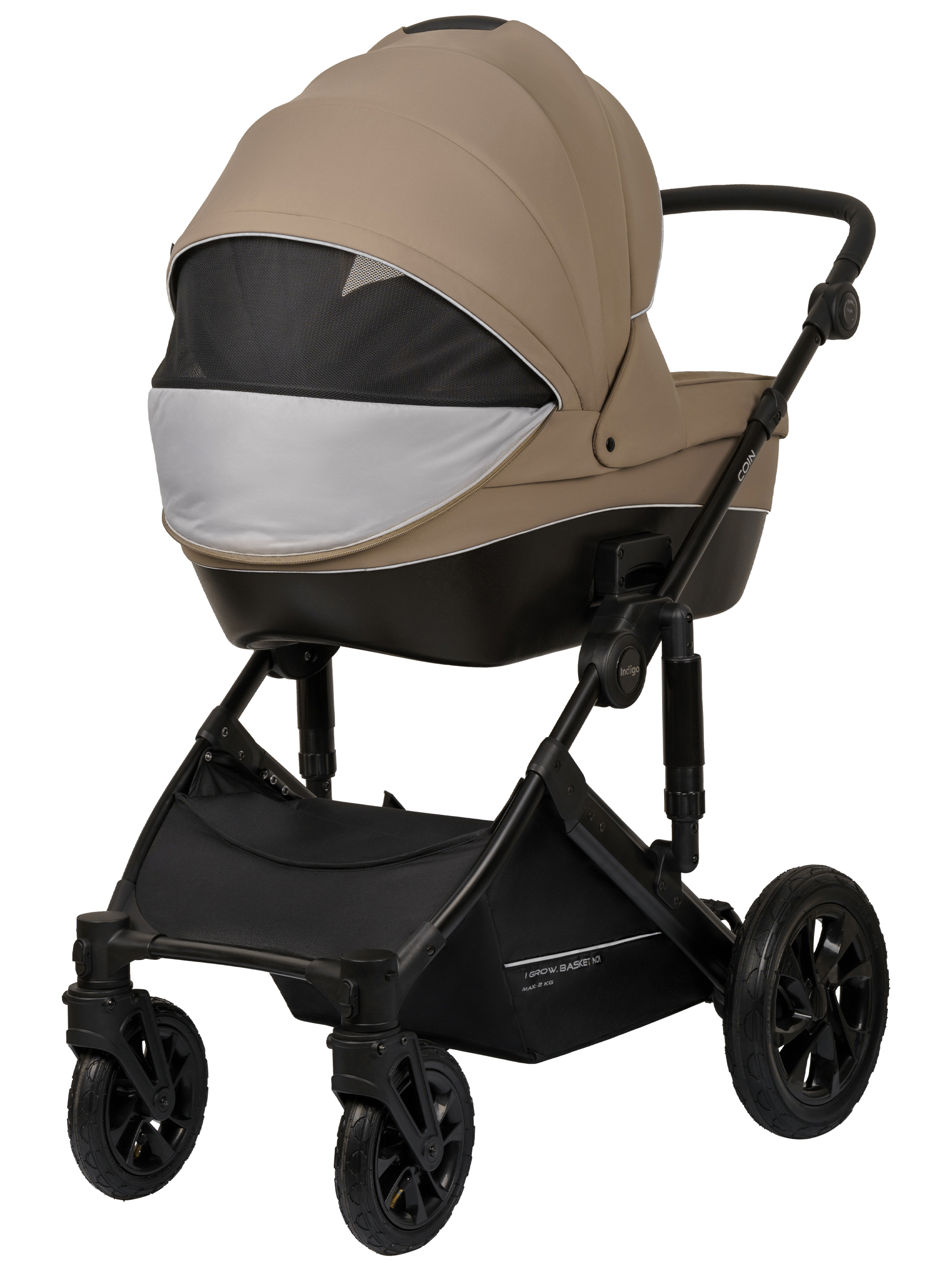Коляска 2в1 Indigo Coin темно-бежевый - фото 2