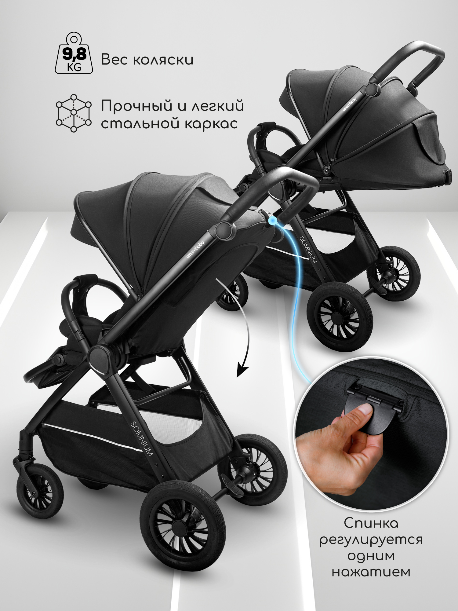 Коляска прогулочная Amarobaby Somnium - фото 8