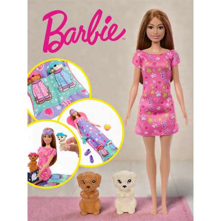 Кукла модельная Barbie Пижамная вечеринка С щенками высота 29 см