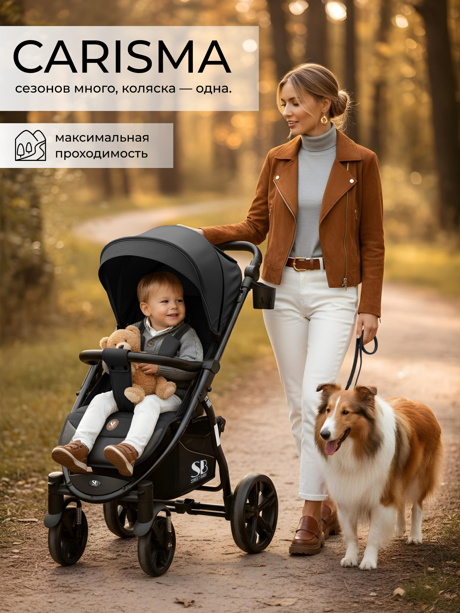 Коляска прогулочная Sweet Baby Carisma черный - фото 1
