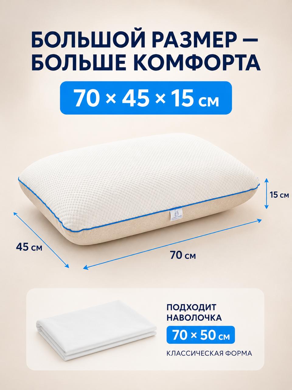 Подушка ортопедическая MemorySleep Classic Large 45 x 70 см - фото 3